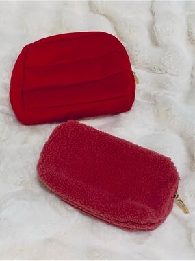 Sephora Pink Quilted and Sherpa Cosmetic Pouches Set